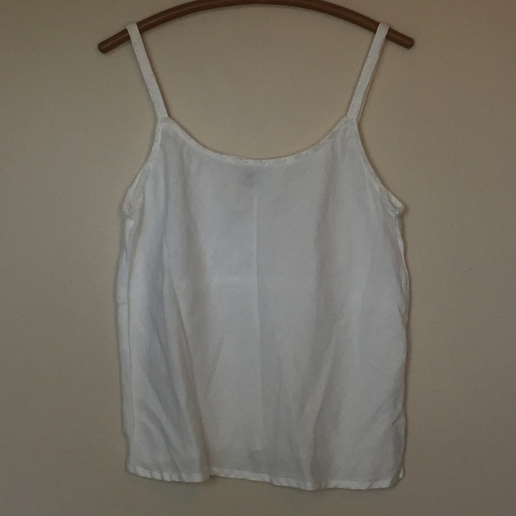 Johnny Was Tops - JOHNNY WAS Collection White Linen Bias Cut Tank L